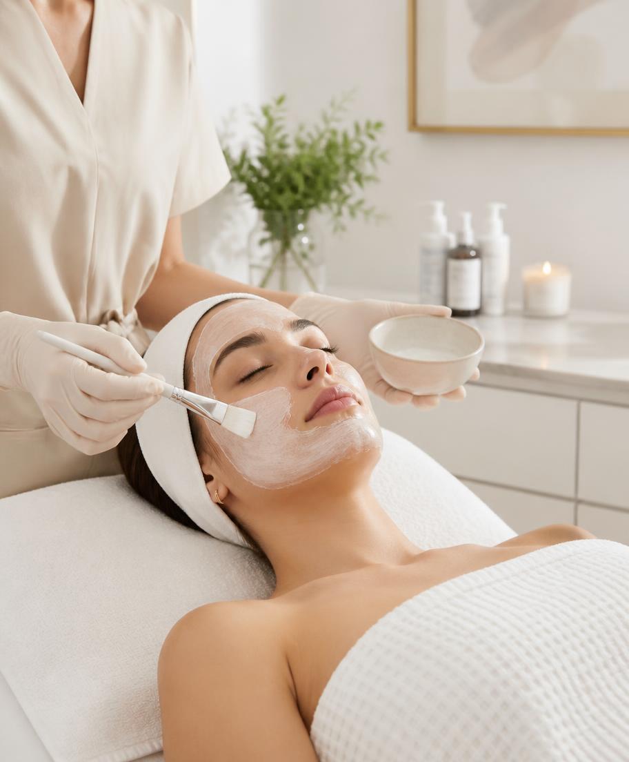 Momento de cuidado durante um protocolo de estética facial